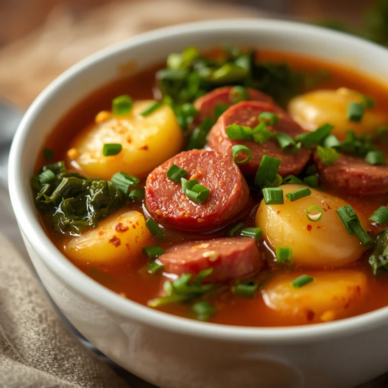 Close-up of Crockpot Zuppa Toscana cooked in a Crockpot with fresh herbs and glossy sauce
