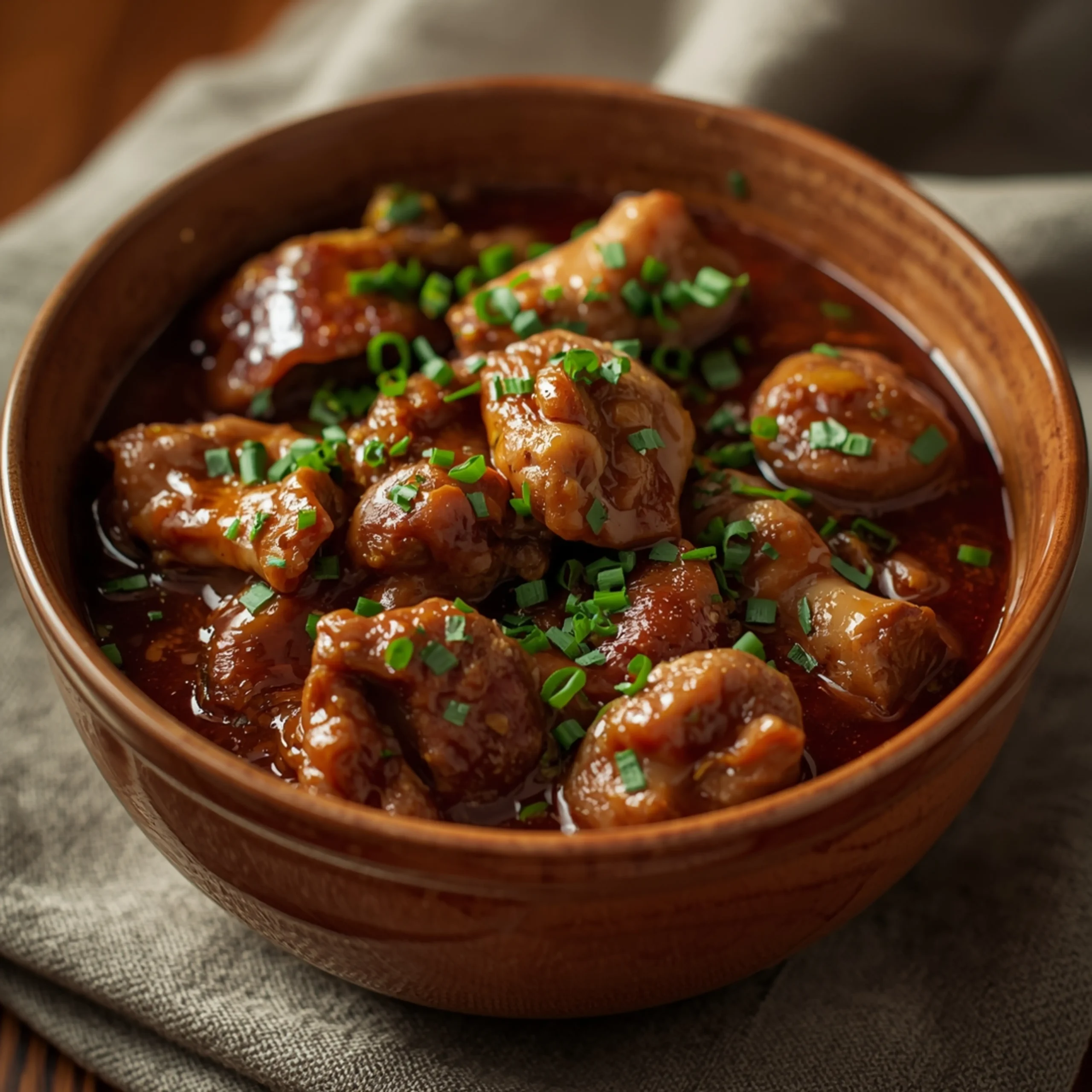 Close-up of [PRIMARY_KEYWORD] cooked in a crockpot, topped with fresh herbs and rich sauce