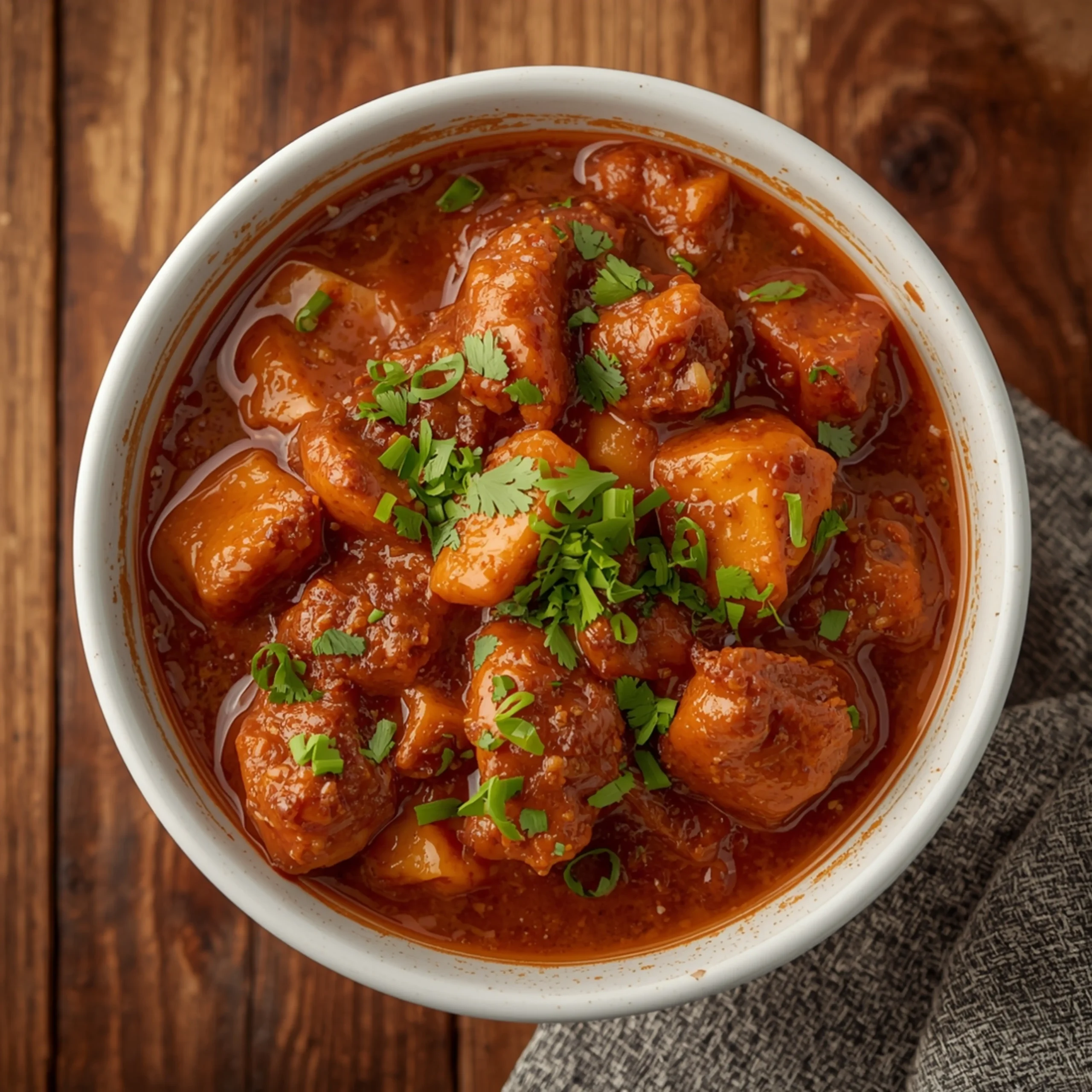 Close-up of [RECIPE_NAME] cooked in a Crockpot with fresh herbs and glossy sauce