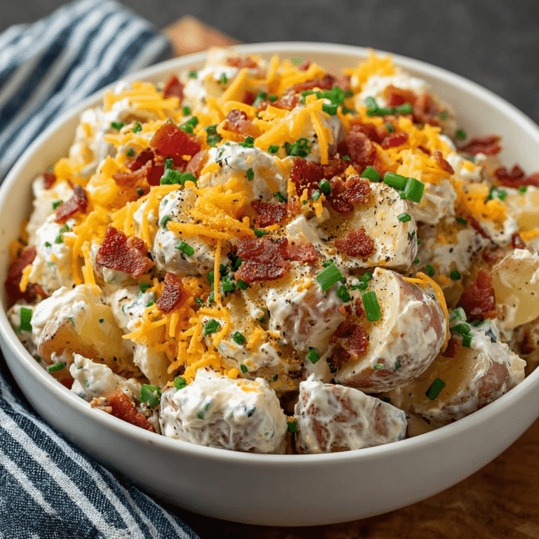 Creamy Horseradish Potato Salad with Bacon & Cheddar