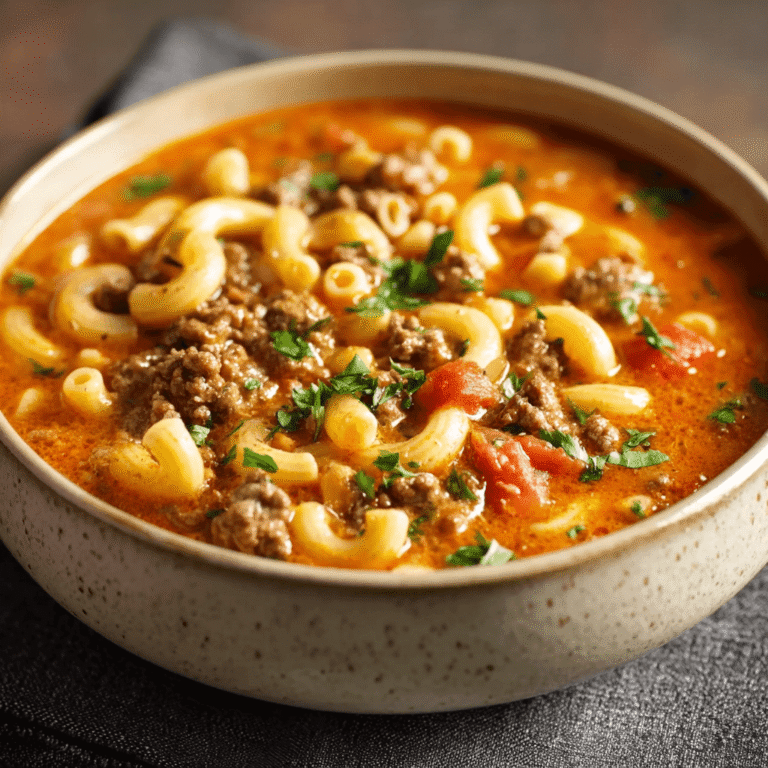 Hearty Beef and Macaroni Soup (Stovetop or Slow Cooker)