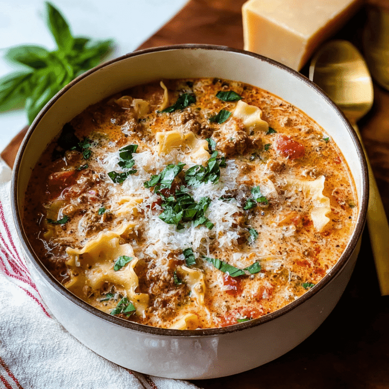 Easy One-Pot Lasagna Soup with Creamy Ricotta