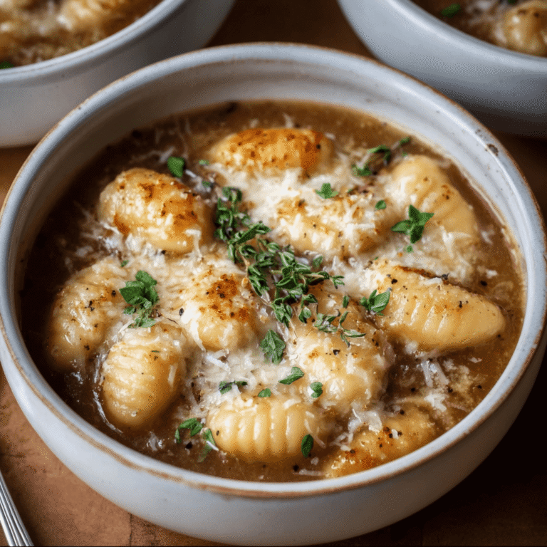 One-Pot French Onion Gnocchi Soup (Rich & Cheesy)