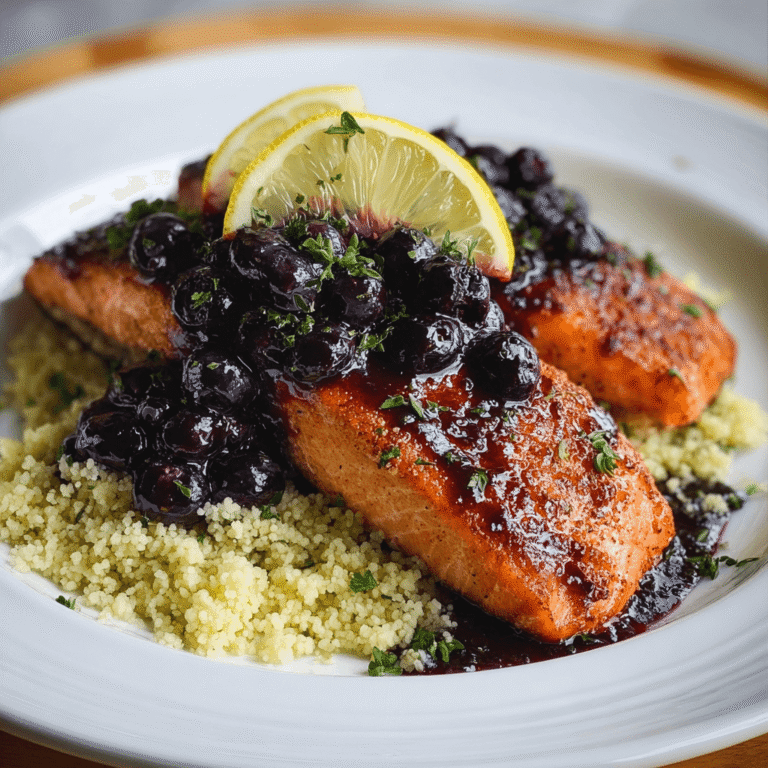 Vibrant Blueberry Glazed Salmon with Lemon Herb Couscous