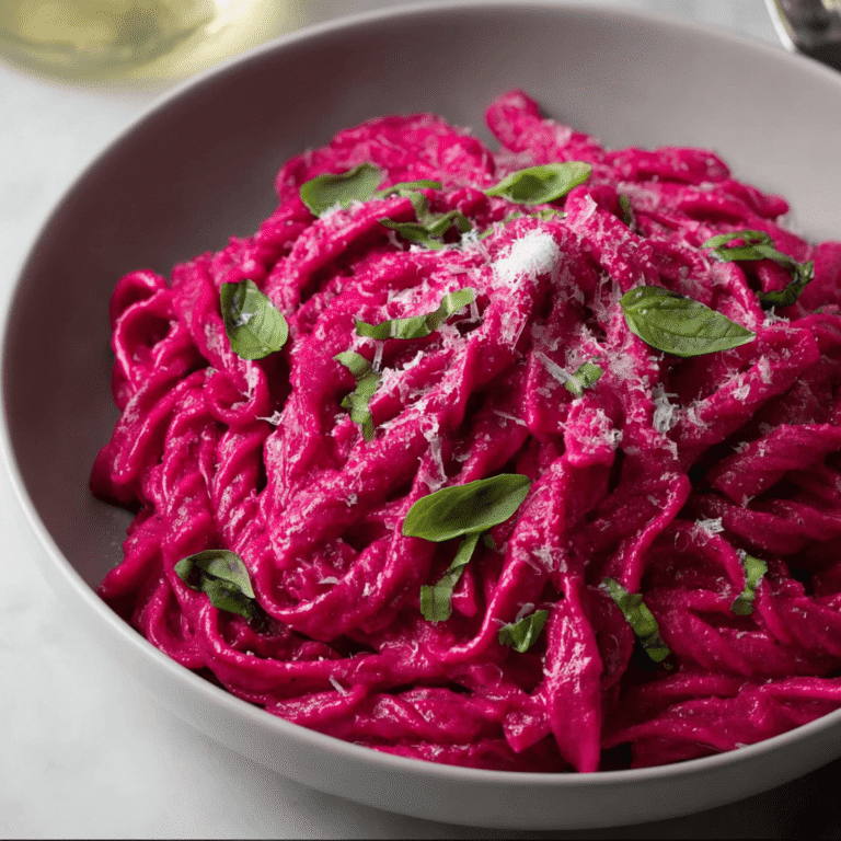 Rich Crockpot Beetroot Pasta Sauce with Feta and Dill
