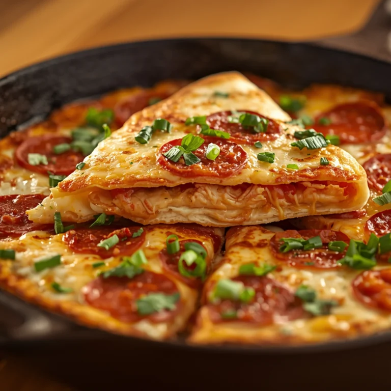 Close-up of Get Cheesy Pizza Quesadillas with fresh herbs and glossy sauce