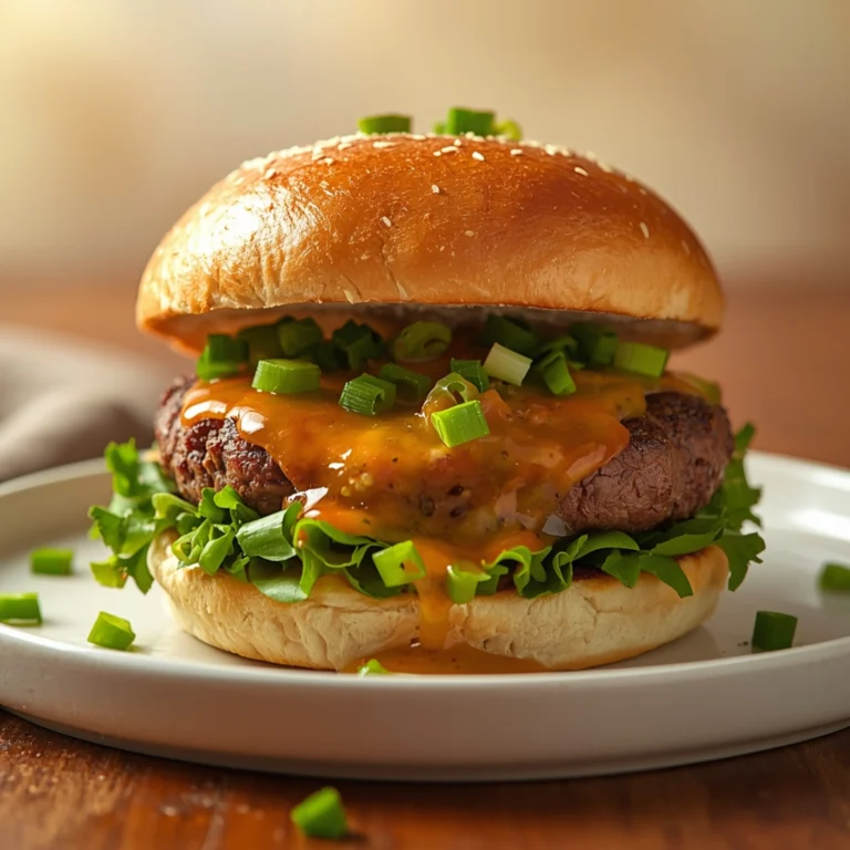 Close-up of Irresistible Smash Burger Recipe with Secret Sauce Magic with fresh herbs and glossy sauce