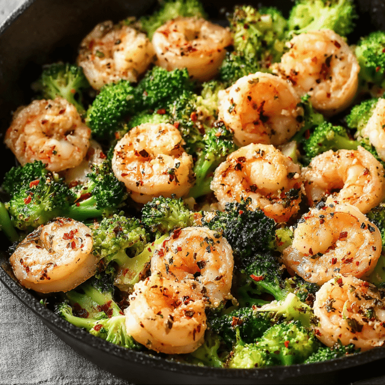 Quick Garlic Butter Shrimp and Broccoli Skillet
