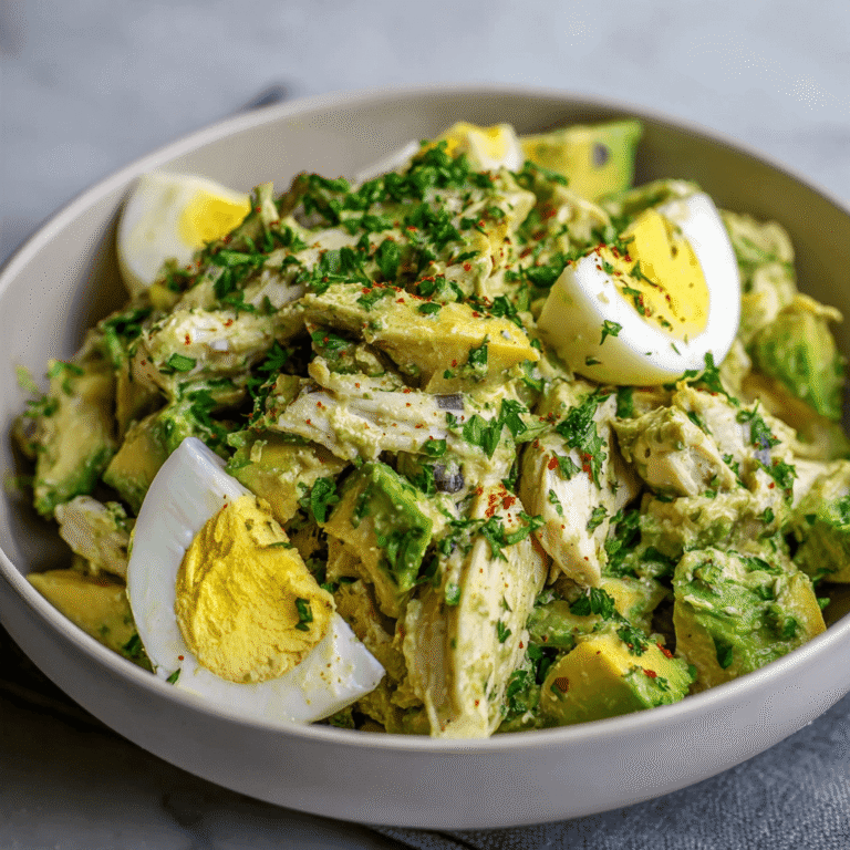Creamy Avocado Chicken Salad with Egg (High Protein, Low Carb)