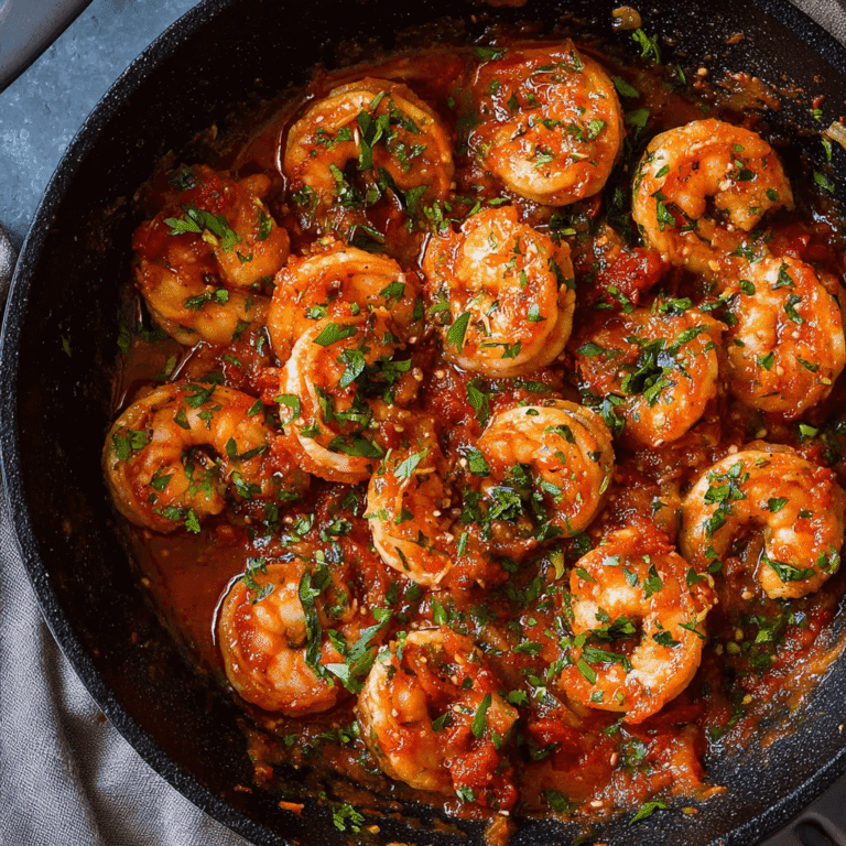 Skillet Garlic Shrimp in a Rich San Marzano Tomato Sauce