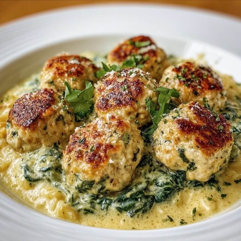 Baked Chicken Ricotta Meatballs with Spinach Alfredo Sauce: A Comforting, Easy Dinner