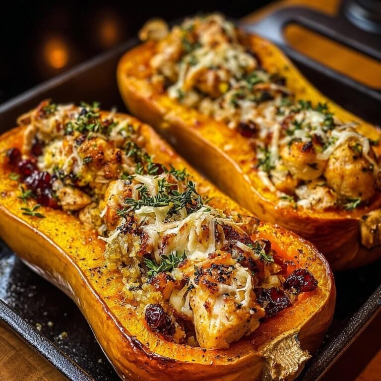 Sweet and Savory Honey Roasted Butternut Squash Stuffed with Chicken Recipe for Cozy Crockpot Dinners