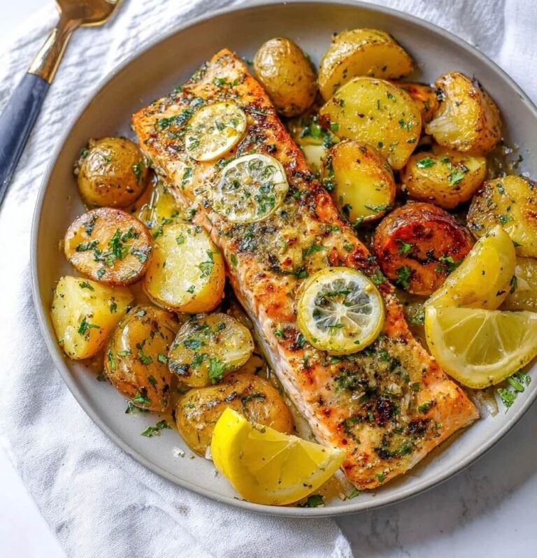 One Pan Lemon Herb Salmon & Potatoes Dinner Recipe