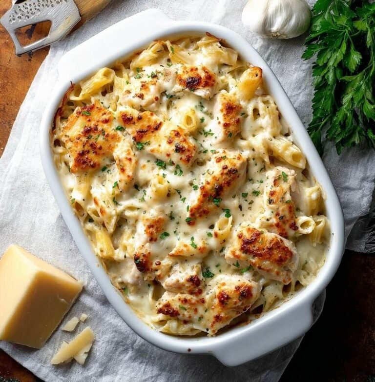 Easy Lazy One Pan Chicken Alfredo Pasta Bake Dinner for Busy Nights