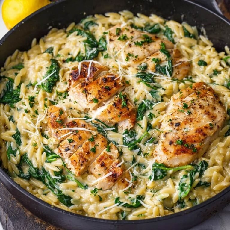 Lazy Creamy Chicken and Spinach Orzo One Pot Recipe for Easy Weeknight Dinners
