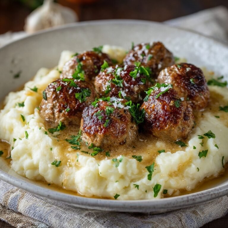 Garlic Butter Meatballs with Mashed Potatoes Recipe for Cozy Family Dinners