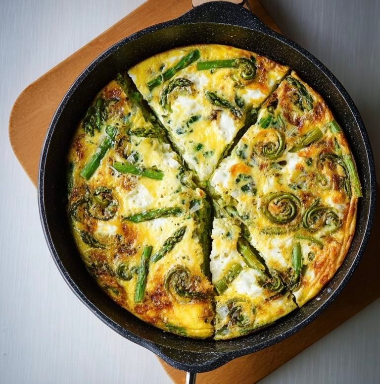 How to Make a Flavorful Asparagus & Fiddlehead Frittata at Home