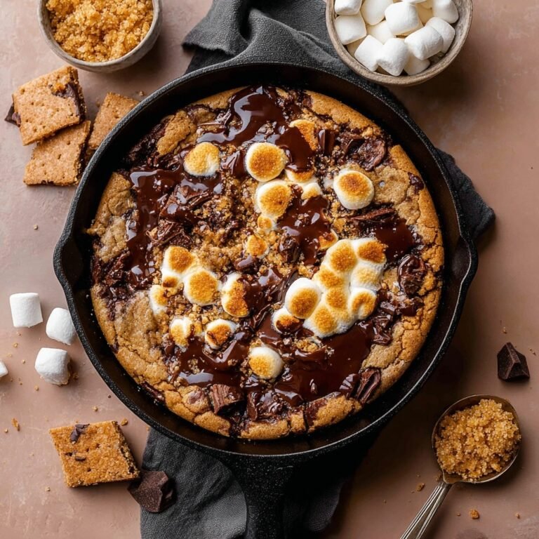 Gooey Skillet S’mores Cookie with Golden Marshmallows Recipe for Perfect Campfire Flavor