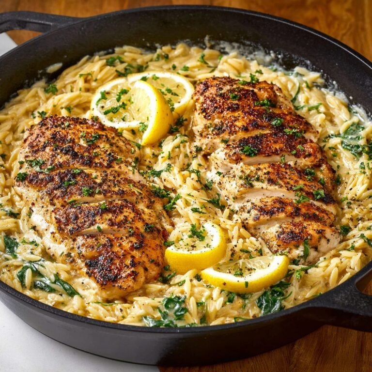 Easy Lemon Pepper Chicken with Creamy Orzo Skillet Dinner for Weeknight Meals